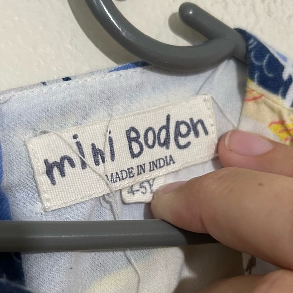 Mini Boden Countryside Sheep Blue & Yellow Cotton Dress SIZE 4/5 - Picture 2 of 4